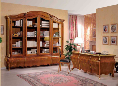 Braunes Büro-Set Luxus Schreibtisch Vitrine Drehsessel Klassisch 3tlg